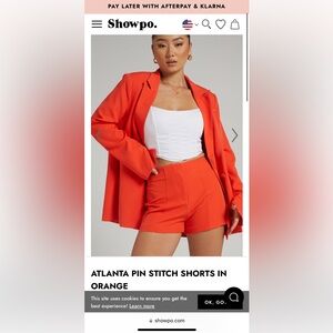 Showpo. Matching Set: Oversized Blazer + Shorts in Orange.